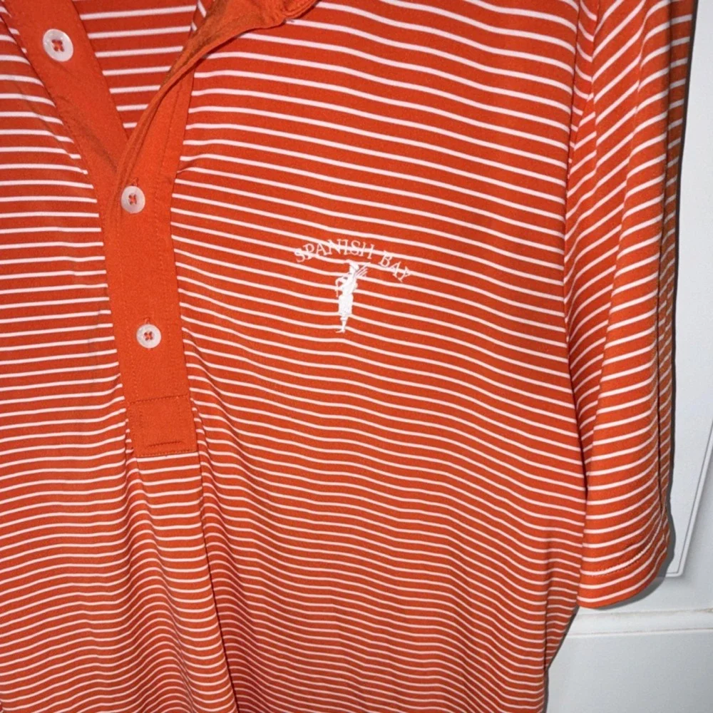 Ralph Lauren RLX Men's L Orange Striped Golf Polo Shirt Short Sleeve